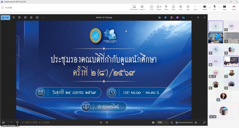 ประชุมรองคณบดีที่กำกับดูแลนักศึกษา ครั้งที่ ๒(๘)/๒๕๖๙